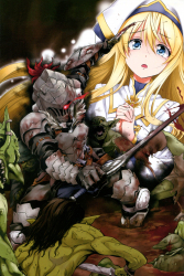 yande.re 488822 armor blood goblin_slayer goblin_slayer_(character) kurose_kousuke monster priestess sword.jpg